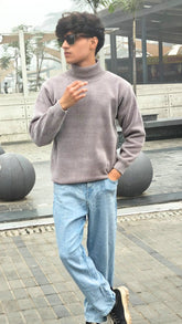 mens gray mock neck